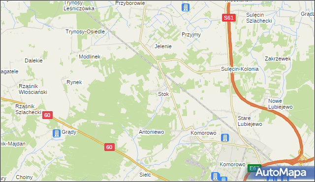 mapa Stok gmina Ostrów Mazowiecka, Stok gmina Ostrów Mazowiecka na mapie Targeo