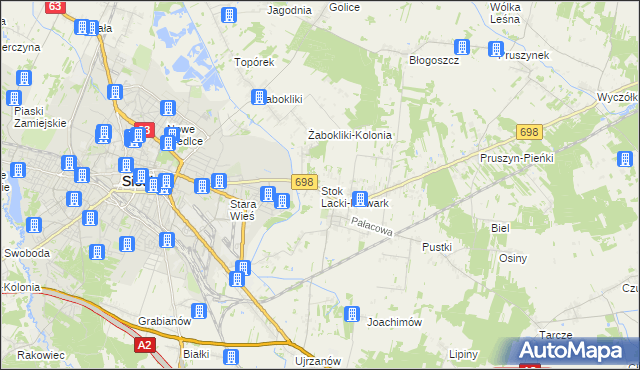 mapa Stok Lacki-Folwark, Stok Lacki-Folwark na mapie Targeo