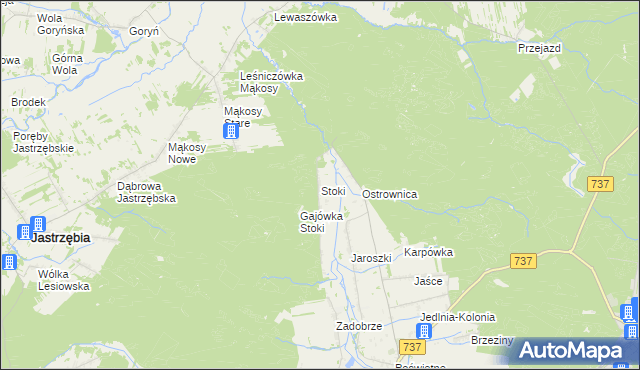 mapa Stoki gmina Pionki, Stoki gmina Pionki na mapie Targeo