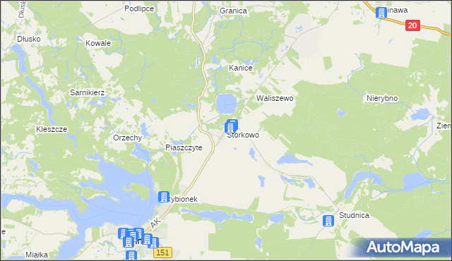 mapa Storkowo gmina Ińsko, Storkowo gmina Ińsko na mapie Targeo