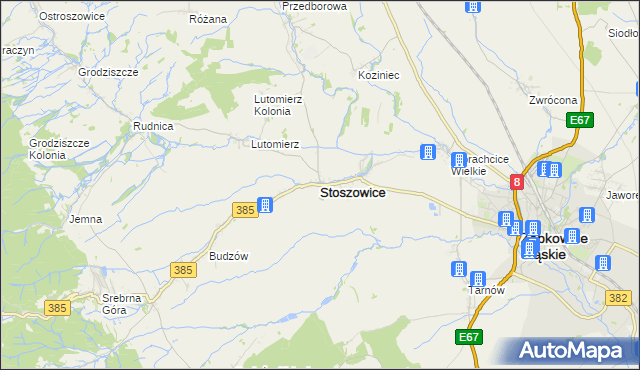 mapa Stoszowice, Stoszowice na mapie Targeo