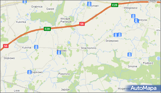 mapa Strachomino, Strachomino na mapie Targeo