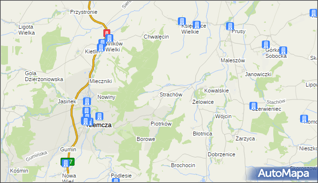 mapa Strachów gmina Kondratowice, Strachów gmina Kondratowice na mapie Targeo