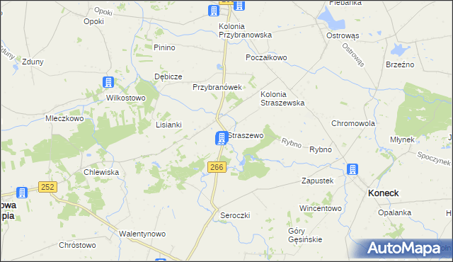mapa Straszewo gmina Koneck, Straszewo gmina Koneck na mapie Targeo