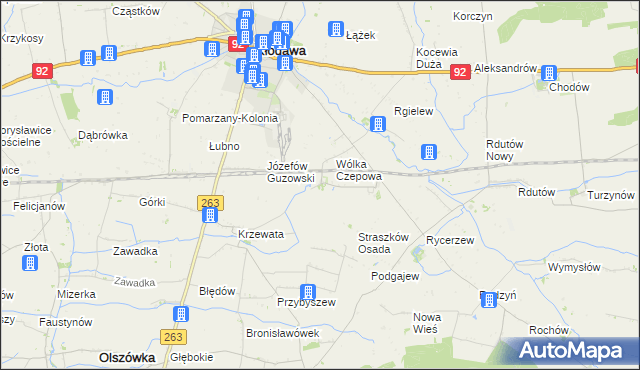 mapa Straszkówek, Straszkówek na mapie Targeo