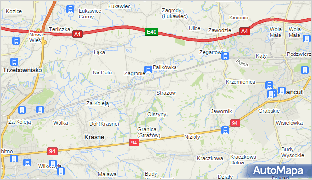 mapa Strażów, Strażów na mapie Targeo
