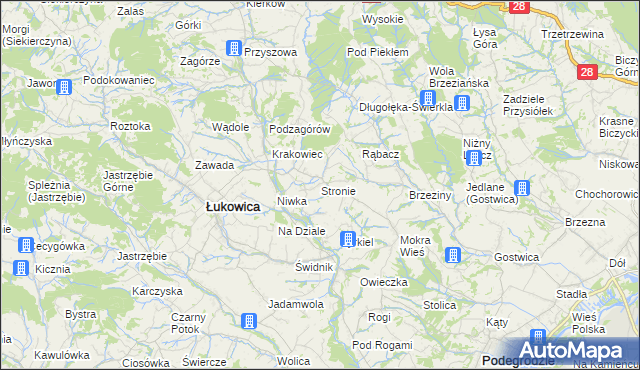 mapa Stronie gmina Łukowica, Stronie gmina Łukowica na mapie Targeo