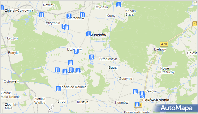 mapa Stropieszyn gmina Mycielin, Stropieszyn gmina Mycielin na mapie Targeo