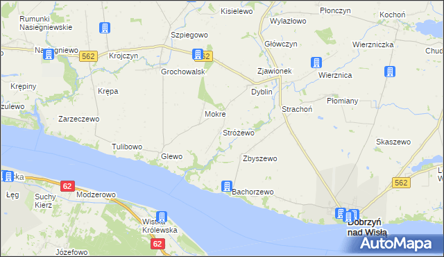 mapa Stróżewo gmina Dobrzyń nad Wisłą, Stróżewo gmina Dobrzyń nad Wisłą na mapie Targeo