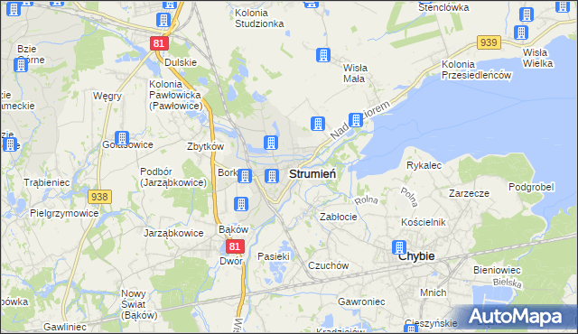 mapa Strumień powiat cieszyński, Strumień powiat cieszyński na mapie Targeo