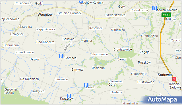 mapa Stryczowice, Stryczowice na mapie Targeo