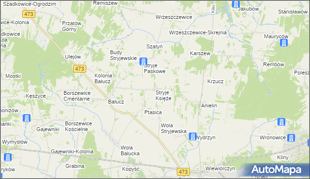 mapa Stryje Księże, Stryje Księże na mapie Targeo