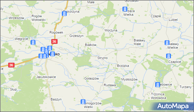 mapa Stryjno gmina Wińsko, Stryjno gmina Wińsko na mapie Targeo