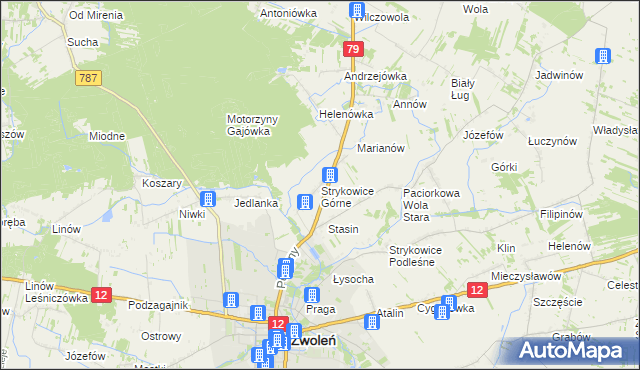 mapa Strykowice Górne, Strykowice Górne na mapie Targeo