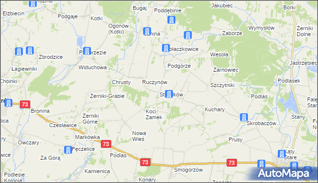 mapa Strzałków gmina Stopnica, Strzałków gmina Stopnica na mapie Targeo