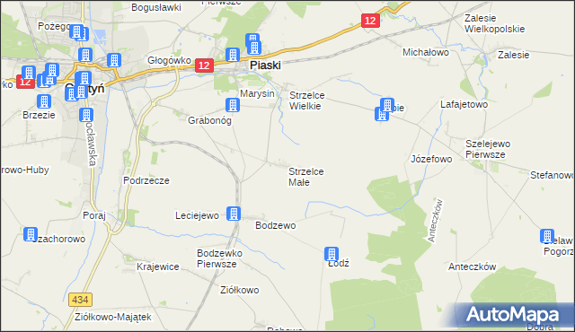 mapa Strzelce Małe gmina Piaski, Strzelce Małe gmina Piaski na mapie Targeo