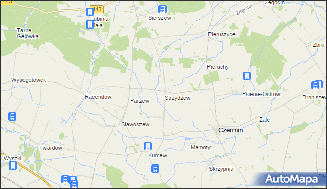 mapa Strzydzew, Strzydzew na mapie Targeo