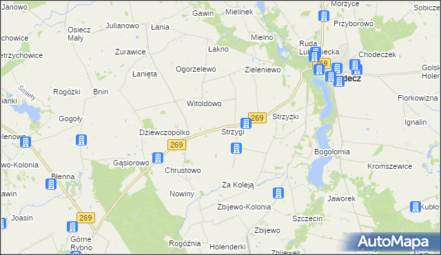 mapa Strzygi gmina Chodecz, Strzygi gmina Chodecz na mapie Targeo