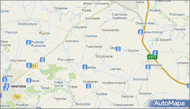 mapa Strzyżowice gmina Opatów, Strzyżowice gmina Opatów na mapie Targeo