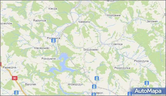 mapa Strzyżowiec gmina Wleń, Strzyżowiec gmina Wleń na mapie Targeo