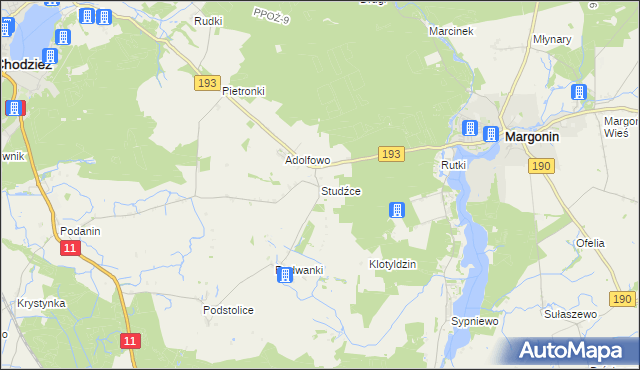 mapa Studźce, Studźce na mapie Targeo