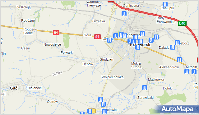 mapa Studzian, Studzian na mapie Targeo