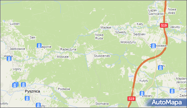 mapa Studzieniec gmina Pysznica, Studzieniec gmina Pysznica na mapie Targeo