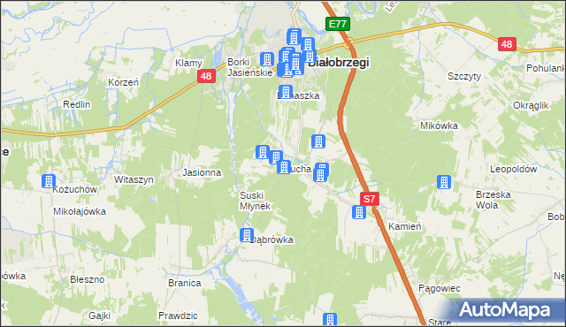 mapa Sucha gmina Białobrzegi, Sucha gmina Białobrzegi na mapie Targeo