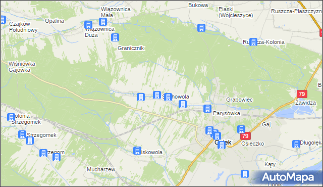 mapa Suchowola gmina Osiek, Suchowola gmina Osiek na mapie Targeo