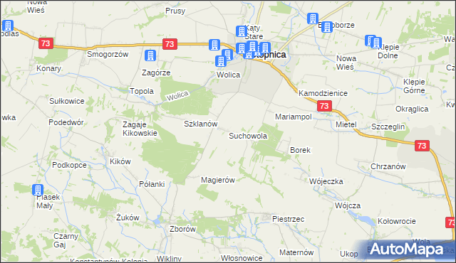 mapa Suchowola gmina Stopnica, Suchowola gmina Stopnica na mapie Targeo