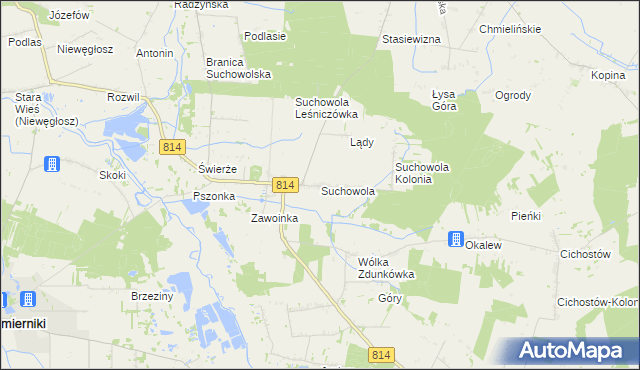 mapa Suchowola gmina Wohyń, Suchowola gmina Wohyń na mapie Targeo