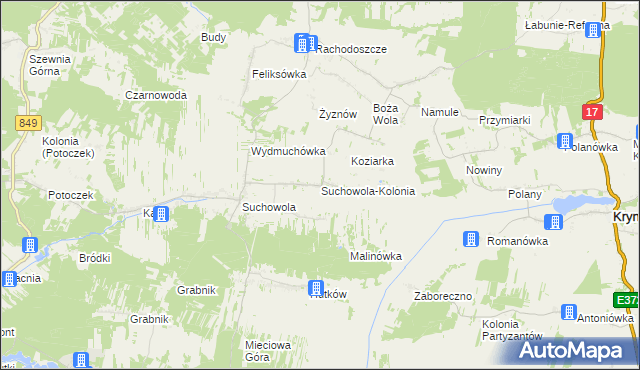 mapa Suchowola-Kolonia, Suchowola-Kolonia na mapie Targeo