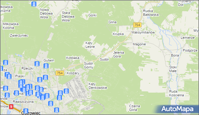 mapa Sudół gmina Bodzechów, Sudół gmina Bodzechów na mapie Targeo