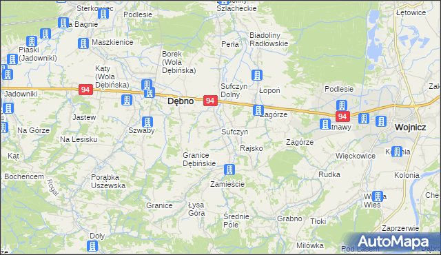 mapa Sufczyn gmina Dębno, Sufczyn gmina Dębno na mapie Targeo