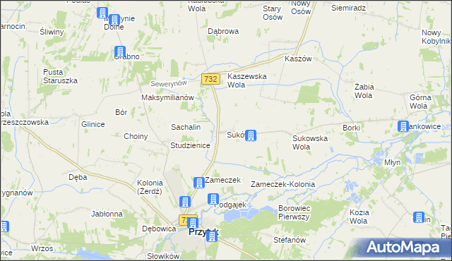 mapa Suków gmina Przytyk, Suków gmina Przytyk na mapie Targeo