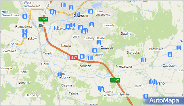 mapa Sulbiny, Sulbiny na mapie Targeo