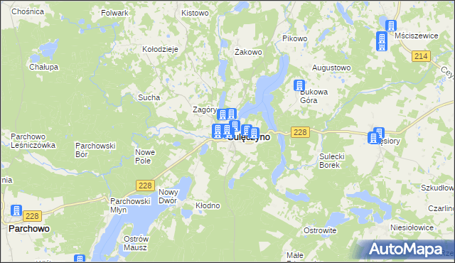 mapa Sulęczyno, Sulęczyno na mapie Targeo