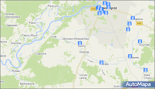 mapa Sulimy gmina Nowogród, Sulimy gmina Nowogród na mapie Targeo