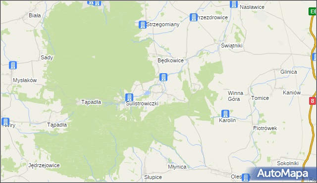 mapa Sulistrowice gmina Sobótka, Sulistrowice gmina Sobótka na mapie Targeo