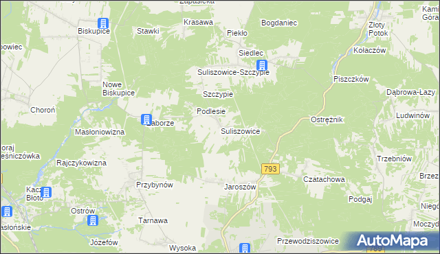 mapa Suliszowice, Suliszowice na mapie Targeo