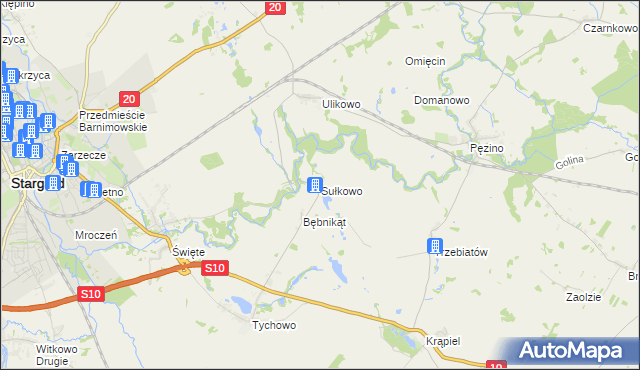 mapa Sułkowo gmina Stargard, Sułkowo gmina Stargard na mapie Targeo
