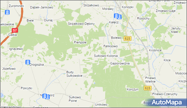 mapa Sułkowo-Kolonia, Sułkowo-Kolonia na mapie Targeo