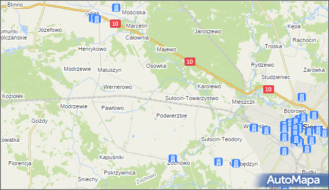 mapa Sułocin-Towarzystwo, Sułocin-Towarzystwo na mapie Targeo