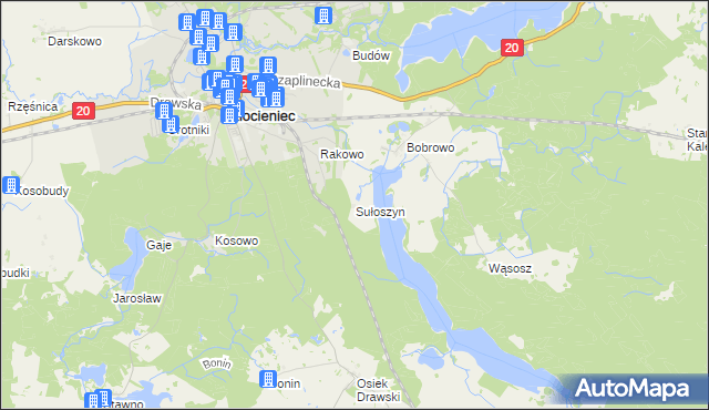 mapa Sułoszyn gmina Złocieniec, Sułoszyn gmina Złocieniec na mapie Targeo