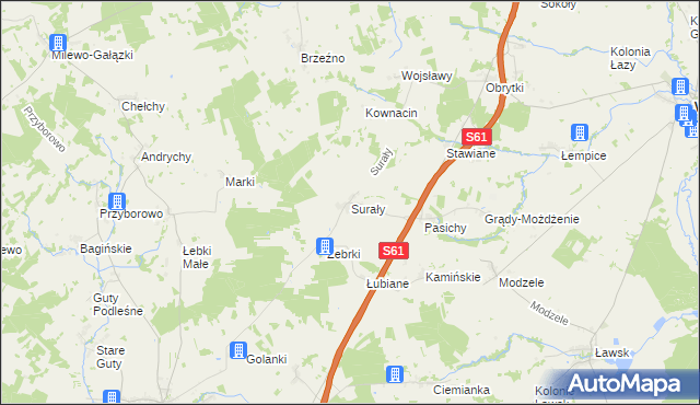 mapa Surały, Surały na mapie Targeo