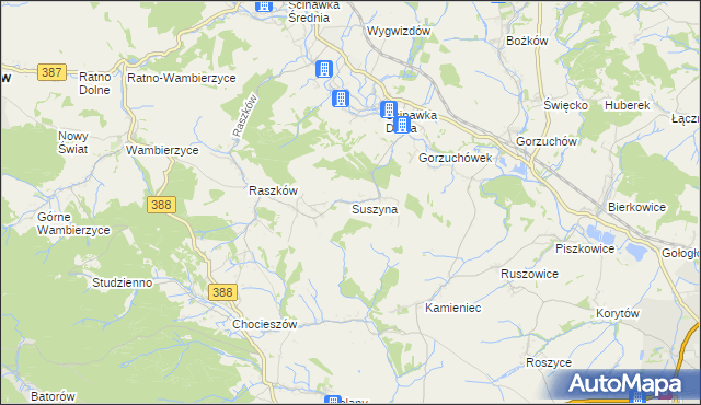 mapa Suszyna, Suszyna na mapie Targeo