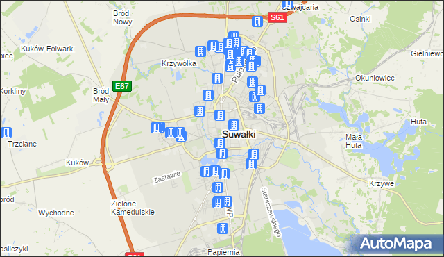 mapa Suwałk, Suwałki na mapie Targeo