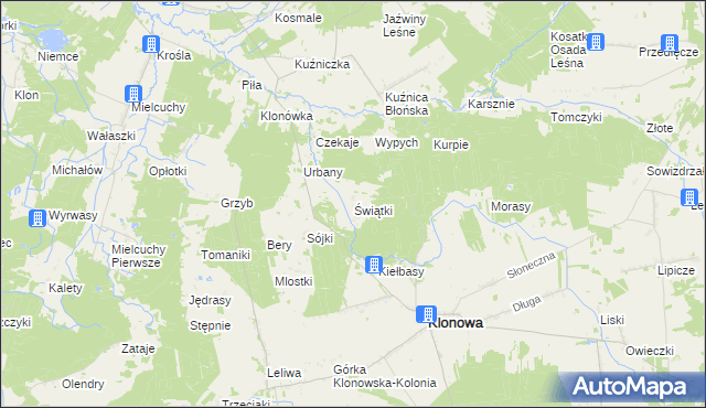 mapa Świątki gmina Klonowa, Świątki gmina Klonowa na mapie Targeo