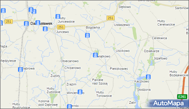 mapa Świątkowo gmina Janowiec Wielkopolski, Świątkowo gmina Janowiec Wielkopolski na mapie Targeo