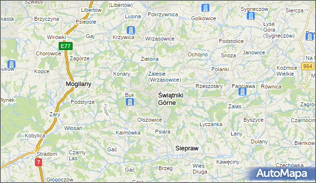 mapa Świątniki Górne, Świątniki Górne na mapie Targeo